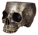 Pack Of 2 Day Of The Dead Skull Planters Bowls 7"L Bronze Finish Decor Accent