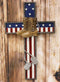 Ebros USA Flag Fallen Soldier W/ Boots & Dog Tag Memorial Cross Decor 11.75" H