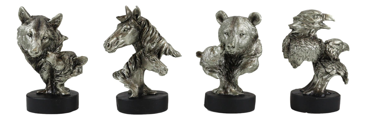 Ebros Wolf Pup Eagle Eaglet Black Bear Cub Horse Foal Busts Mini Figurines