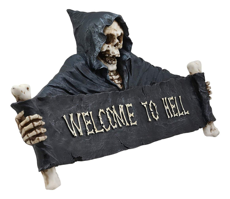 Ebros Large Grim Reaper Skeleton Welcome Opening Scroll Wall Decor 17.5" Long
