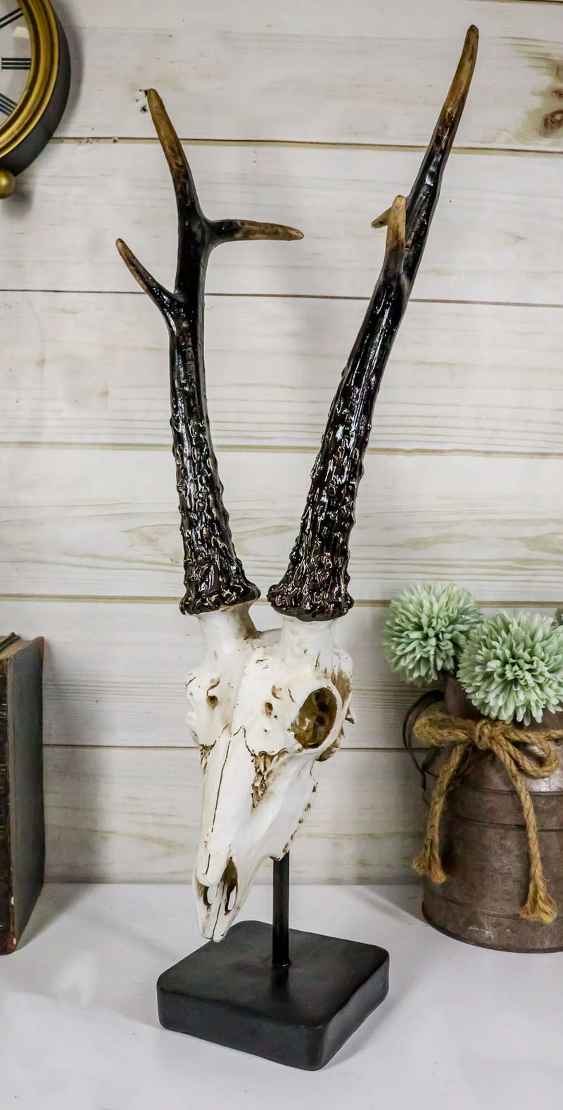 Large 19"H Rustic African Gazelle Antelope Bust Head Sculpture With Trophy Base