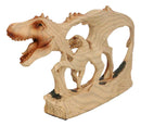 Jurassic Dinosaur Tyrannosaurus Rex Father and Baby Faux Wood Cutout Figurine