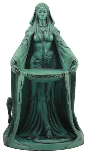 Ebros Green Maxine Miller Celtic Triple Goddess Danu With Cauldron Statue 16"H