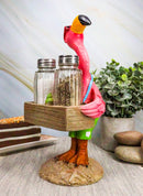 Ebros Butler Flamingo With Shades And Spice Basket Salt Pepper Shakers Figurine