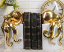 Ebros Contemporary Gold Color Octopus Light Duty Bookends Statue Set