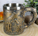 Ebros Giraffe And Calf Family Coffee Mug Textured With Rustic Tree Bark Design