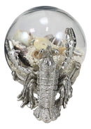 Ebros Nautical Aluminum Sea Lobster Pushing Glass Globe Ball Sculpture 6.25" L