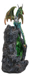 Ebros Emerald Dragon On Crystal Geode Mountain Backflow Incense Burner With LED