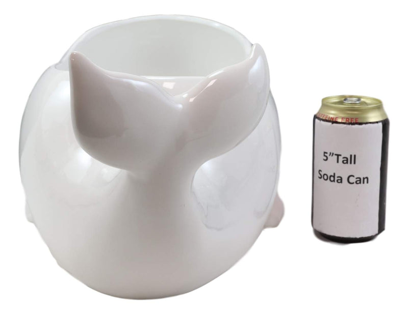 Ceramic White Nautical Sea Marine Sperm Whale Planter Pot Figurines Set Of 2
