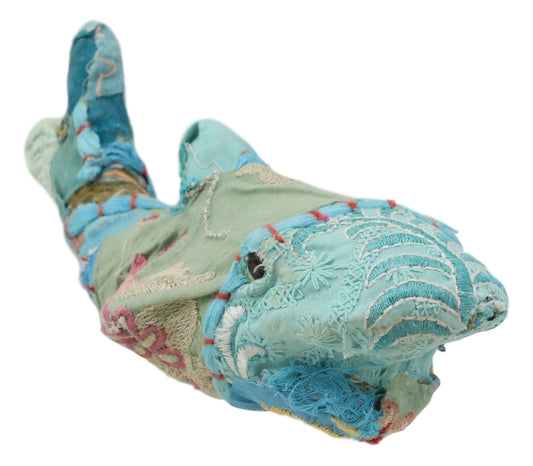 Marine Great White Shark Hand Crafted Paper Mache Colorful Sari Fabric Figurine
