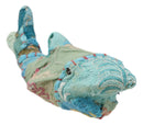 Marine Great White Shark Hand Crafted Paper Mache Colorful Sari Fabric Figurine