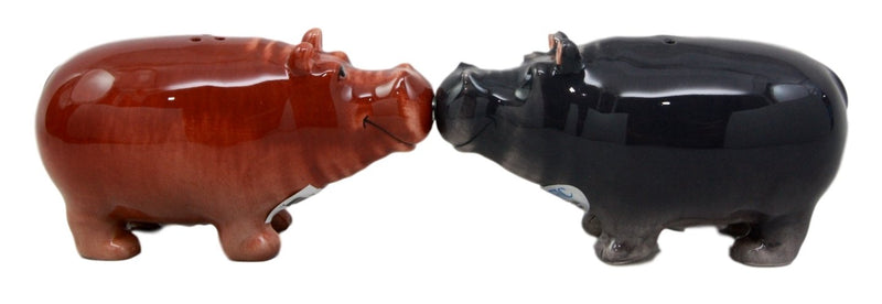 Ebros Gift Nile River Hippo Salt & Pepper Shakers Ceramic Magnetic Figurine Set 4"L