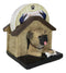Pug Puppy Dog In Kennel Doghouse Holding Bone Coaster Set Holder And 4 Coasters