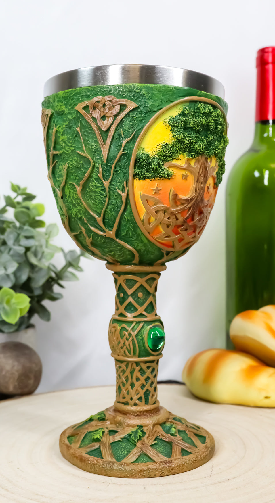 Ebros Large Celtic Sacred Tree of Life Yggdrasil Wine Goblet Chalice Cup 8oz
