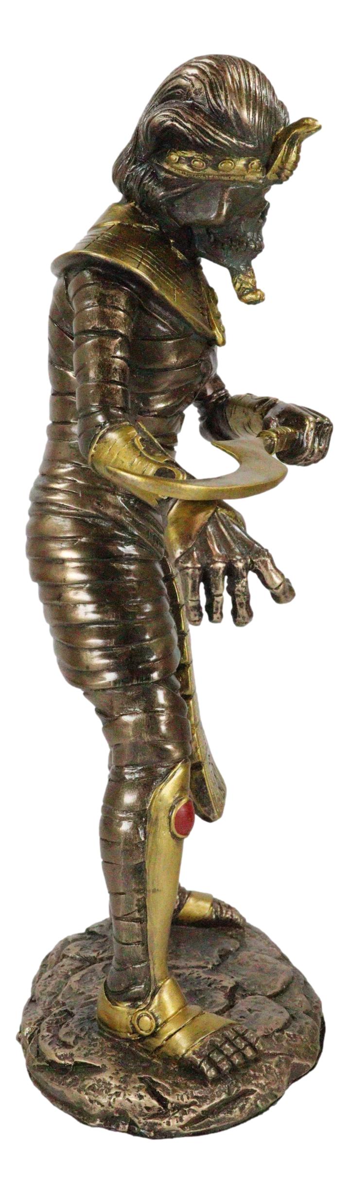 Egyptian Theme Faux Bronze Mummy King Tut Zombie Sarcophagus Statue Sculpture