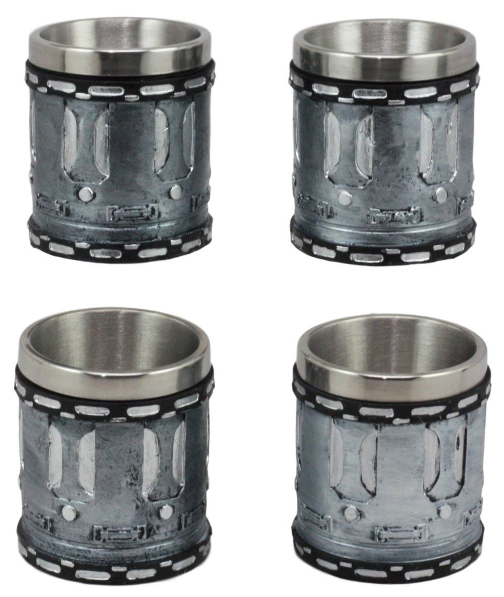 Ebros Western Novelty Revolver Pistol Gun Barrel Cylinder Shot Glass 2-Ounce Set of 4