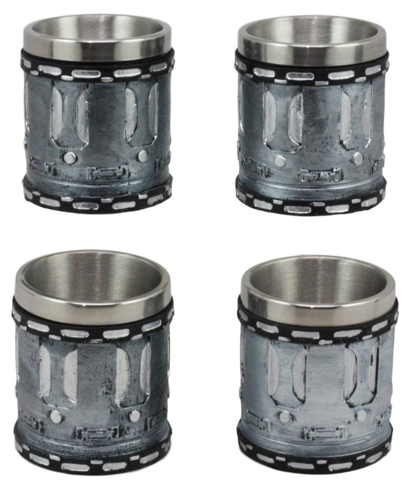 Ebros Western Novelty Revolver Pistol Gun Barrel Cylinder Shot Glass 2-Ounce Set of 4