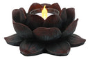 Ebros Lotus Meditation Flower Tea Light Candle Holder 4.5"W (Bronze Patina)