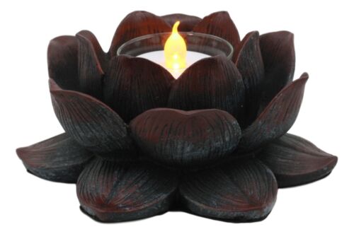 Ebros Lotus Meditation Flower Tea Light Candle Holder 4.5"W (Bronze Patina)
