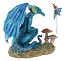 Amy Brown Strange Encounter Blue Dragon With Toadstool Pixie Fairy Figurine