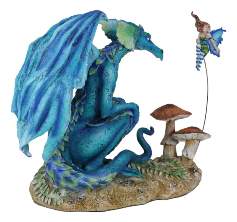 Amy Brown Strange Encounter Blue Dragon With Toadstool Pixie Fairy Figurine