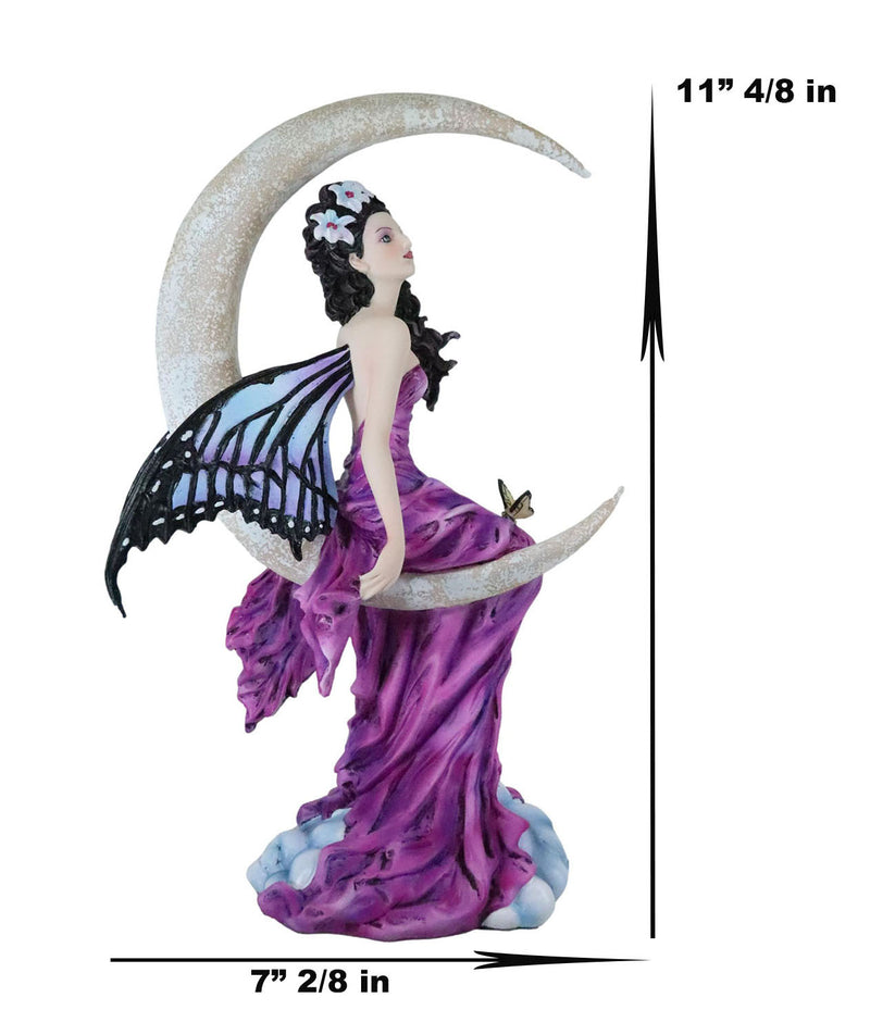 Large Amethyst Moon Celestial Butterfly Fairy Statue 11"Tall By Nene Thomas