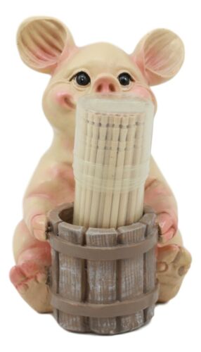 Ebros Country Farm Barn Piglet Pig By A Barrel Toothpick Holder With Toothpicks