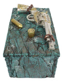 Ebros Westerm Rustic Cowboy Revolver Pistol Gun And Bullets Decorative Box Figurine