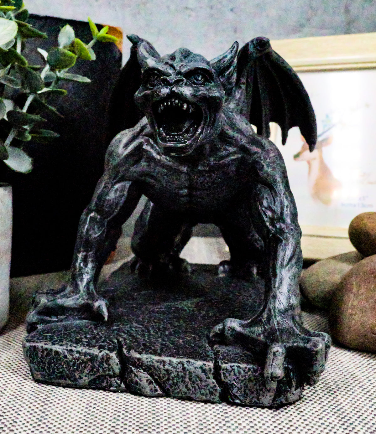 Ebros Winged Demonic Bull Gargoyle Statue Gothic Night Crawler Sentry Stone Devil - Ebros Gift