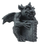 Gothic Guardian Of Bibliography Horned Gargoyle Statue 4.5"Tall Crazy Bookworm