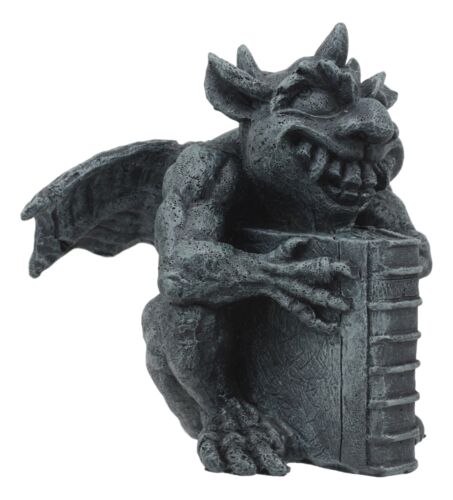 Gothic Guardian Of Bibliography Horned Gargoyle Statue 4.5"Tall Crazy Bookworm