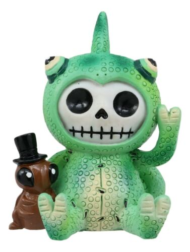 Furrybones Camo The Chameleon With Cricket Figurine 3"H Skeleton Furry Bones