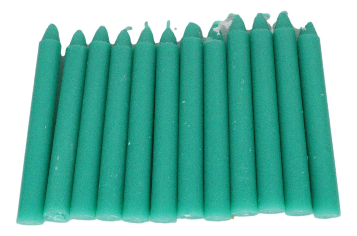 Green Luck Prosperity Pack of 12 Wicca Occult Witch Ritual Spell Chime Candles - Ebros Gift