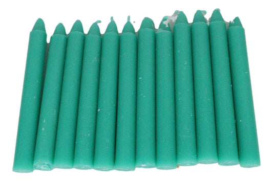 Green Luck Prosperity Pack of 12 Wicca Occult Witch Ritual Spell Chime Candles - Ebros Gift
