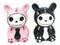 Ebros Furrybones Bunnie Rabbit Skeleton Monster Ceramic Salt Pepper Shakers Set