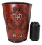 Western Cowgirl Red Valentines Love Heart Lace Scrollwork Waste Basket Trash Bin