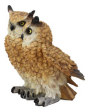 Ebros Mystical Two Brown Great Horned Owl Couple Statue 7.25"Tall Whimsical Forest Nocturnal Taxidermy Owls Figurine