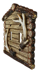 Pack of 2 Rustic Log Cabin Deer Antlers Double Toggle Switch Wall Outlet Plate