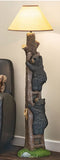 Rustic Black Bear Cubs Climbing Up Tree Ladder Standing Floor Lamp Statue 60"H