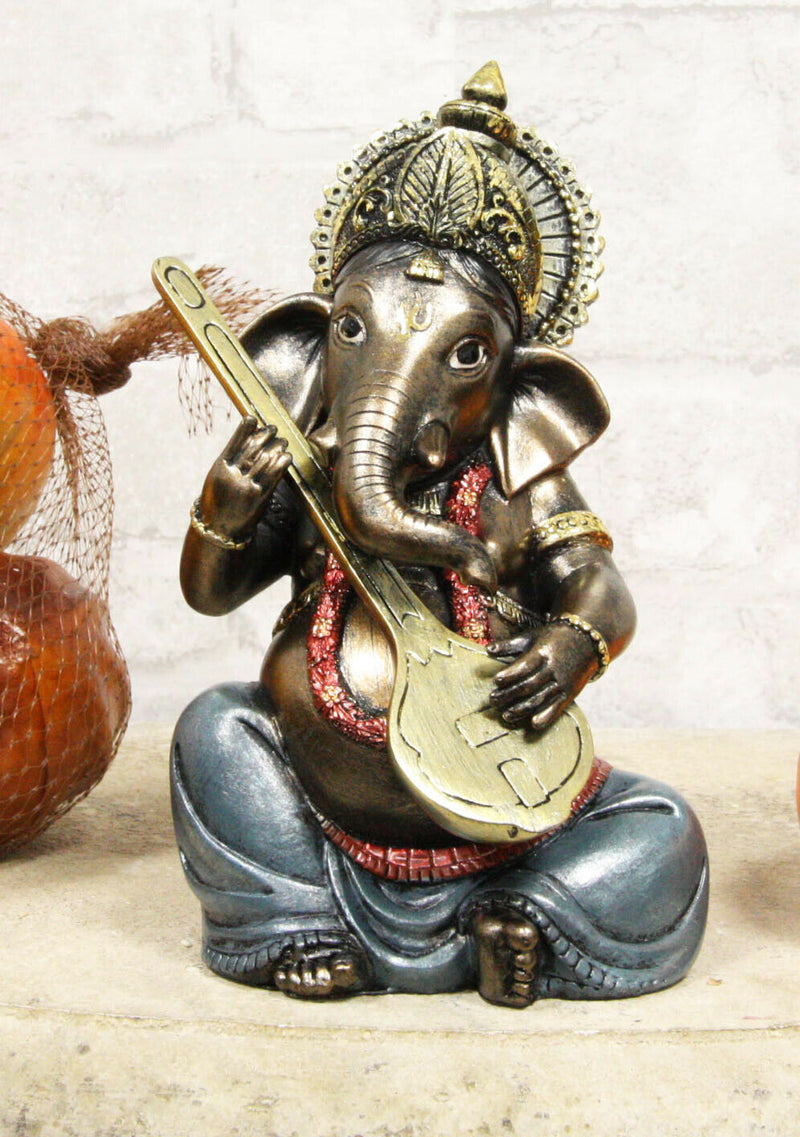 Ebros Celebration of Life and Arts Lord Ganesha Playing Instrument Statue 6.75"H