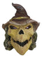 Halloween Creepy Scarecrow Straw Man Skull With Faux Leather Stitch Hat Figurine