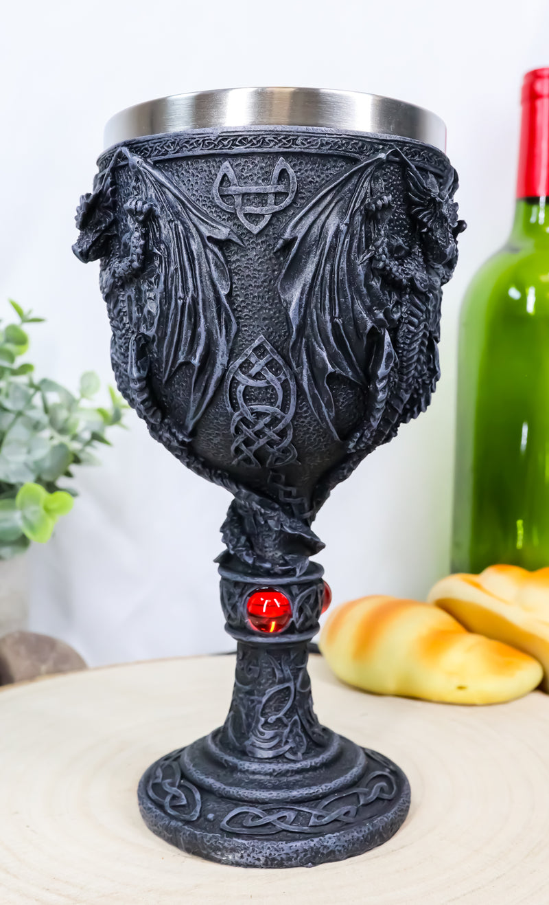 Ebros Gift Large Night Terror Winged Demonic Dragon Wine Drink Goblet Cup Chalice Figurine 8oz