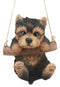 Ebros Teacup Yorkie Puppy Macrame Branch Hanger 5.5"Tall With Jute Strings