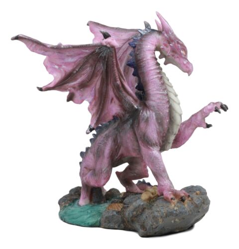Ebros Myths and Legends Twilight Pink River Dragon Statue Medieval Renaissance Serpentine Draco Fireball Breathing Creature Decor Figurine