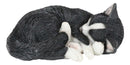 Realistic Sleeping Tuxedo Black and White Cat 10" Feline Pet Pal Kitten Figurine