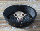 Ebros Occult Pentagram Moon Wheel Of The Year Horoscope Raven Skull Ashtray Figurine