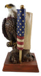 American Pride National Emblem Bald Eagle Perching On Tree By Flag Figurine 9"H