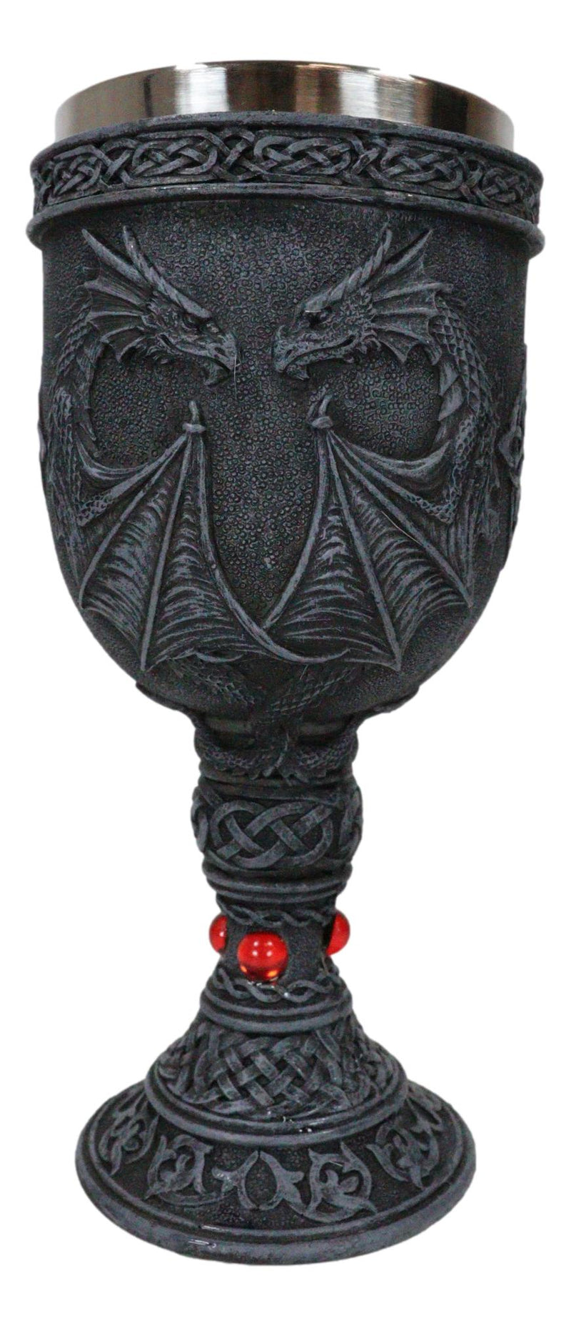 Ancient Celtic Gothic Knotwork Dueling Dragons Amulet Wine Goblet Chalice Cup