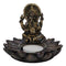 Hindu Elephant God Ganesha On Lotus Padma Flower Votive Candle Holder Figurine