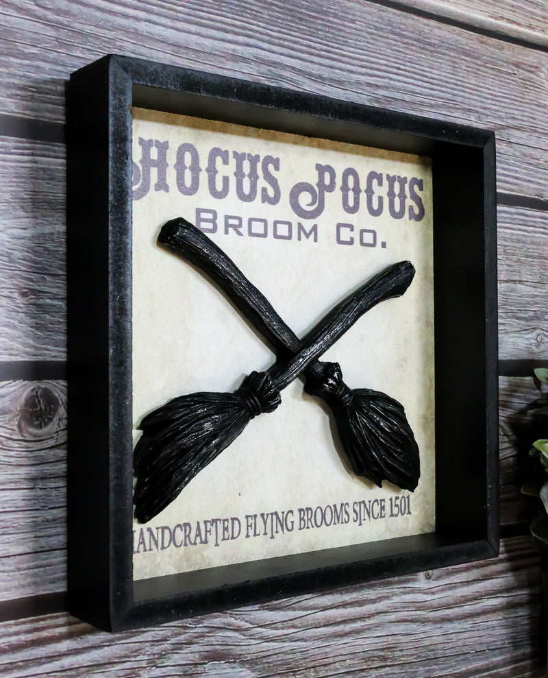 Wicca Hocus Pocus Broom Co Crossed Flying Brooms Wall Decor Plaque Picture Frame